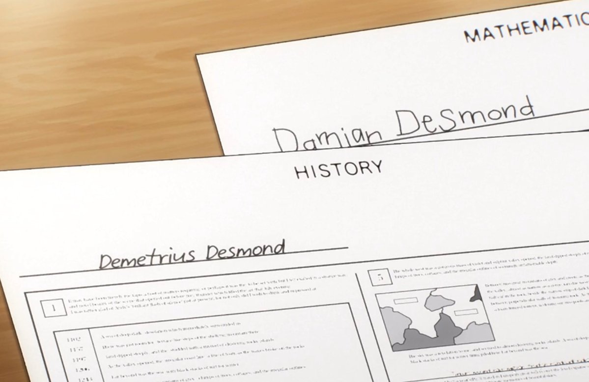 kezy_b_art's tweet image. The difference between their handwriting is such a cute character detail. Demetrius’s is so consistent and neat (those ms and ds are identical) and then there’s Damian’s giant wonky letters, he’s trying his best 😭 I love Desmond brothers