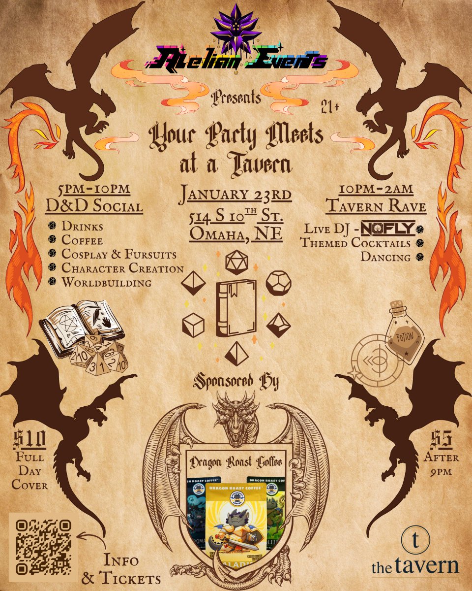 🐲Adventure Awaits!🐲

🎲A reminder to all you #Adventurers out there: Don't miss our #DnD event on Jan. 23rd!

📔Azelian is also excited to announce a partnership with <a href="/TheDelversGuide/">Heartleaf Games is found in the Sky!</a> for our event!

Tickets &amp; Info: events.azelianarts.com/tavern-tales

#furry #rave