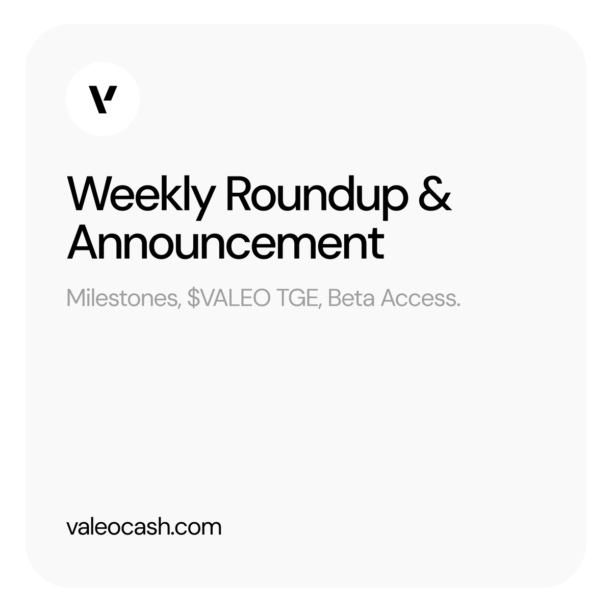 Weekly Roundup &amp; Announcement 🧵

Valeo has grown rapidly over the past days and weeks, and we’re incredibly grateful to have already built such a strong community.

Today, we’d like to update you on what happened last week, what’s coming next, and share details about the