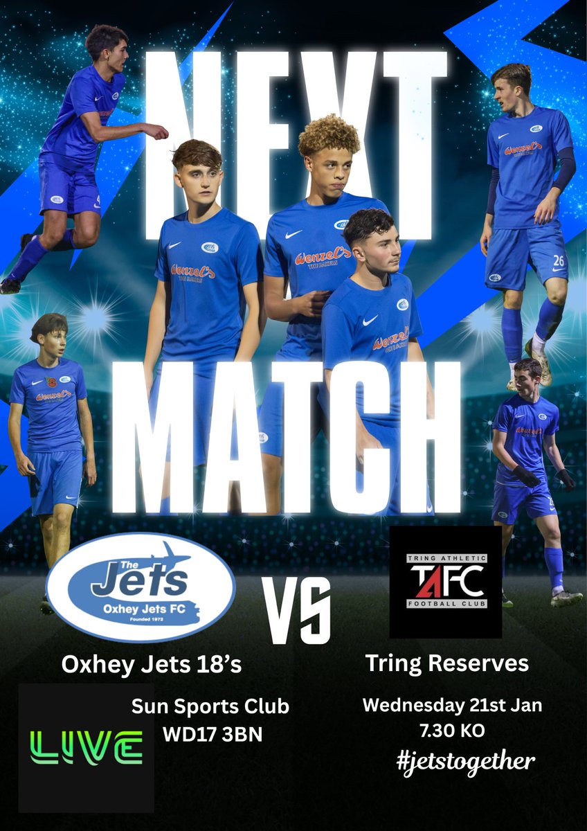No league game for the 18’s this week so weather permitting the lads take on step 7 side <a href="/tafcreserves/">Tring Athletic FC Reserves</a> which will be another test to overcome for the league leaders . 
📆 Wednesday 21st Jan 
🏟️ Sun Sports Club WD173BN
⏰ 7.30 KO 
Free Entry