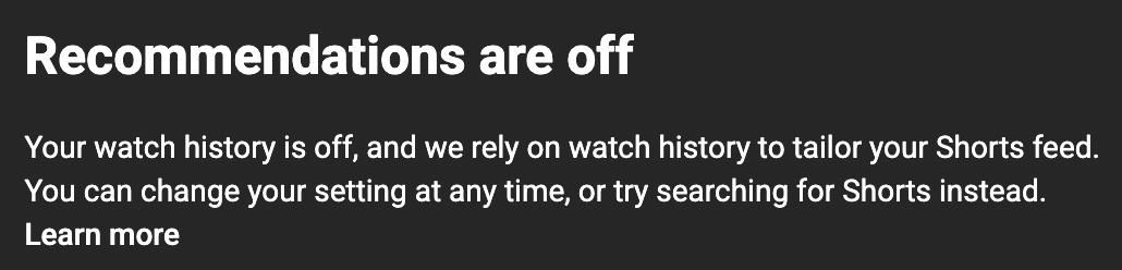 pythrick's tweet photo. @rileybrown @YouTube I'm on Premium too. I've recently figured out that disabling YT history automatically disables Shorts too, because it only works based on recommendations from videos you've watched. The only thing I miss is the resume feature while watching a long video. https://t.co/SNBVa8FB9f
