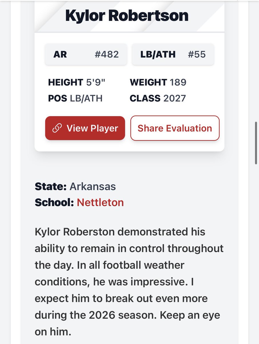 Thank you for writing another article with me in it after the camp <a href="/PrepRedzoneAR/">Prep Redzone Arkansas</a>💯

<a href="/TheRobertsonHQ/">Gerrie Robertson</a> <a href="/_EliteProspects/">🚨Elite Prospects🚨</a> <a href="/NHS_RaiderFB/">Nettleton Raiders Football</a>
