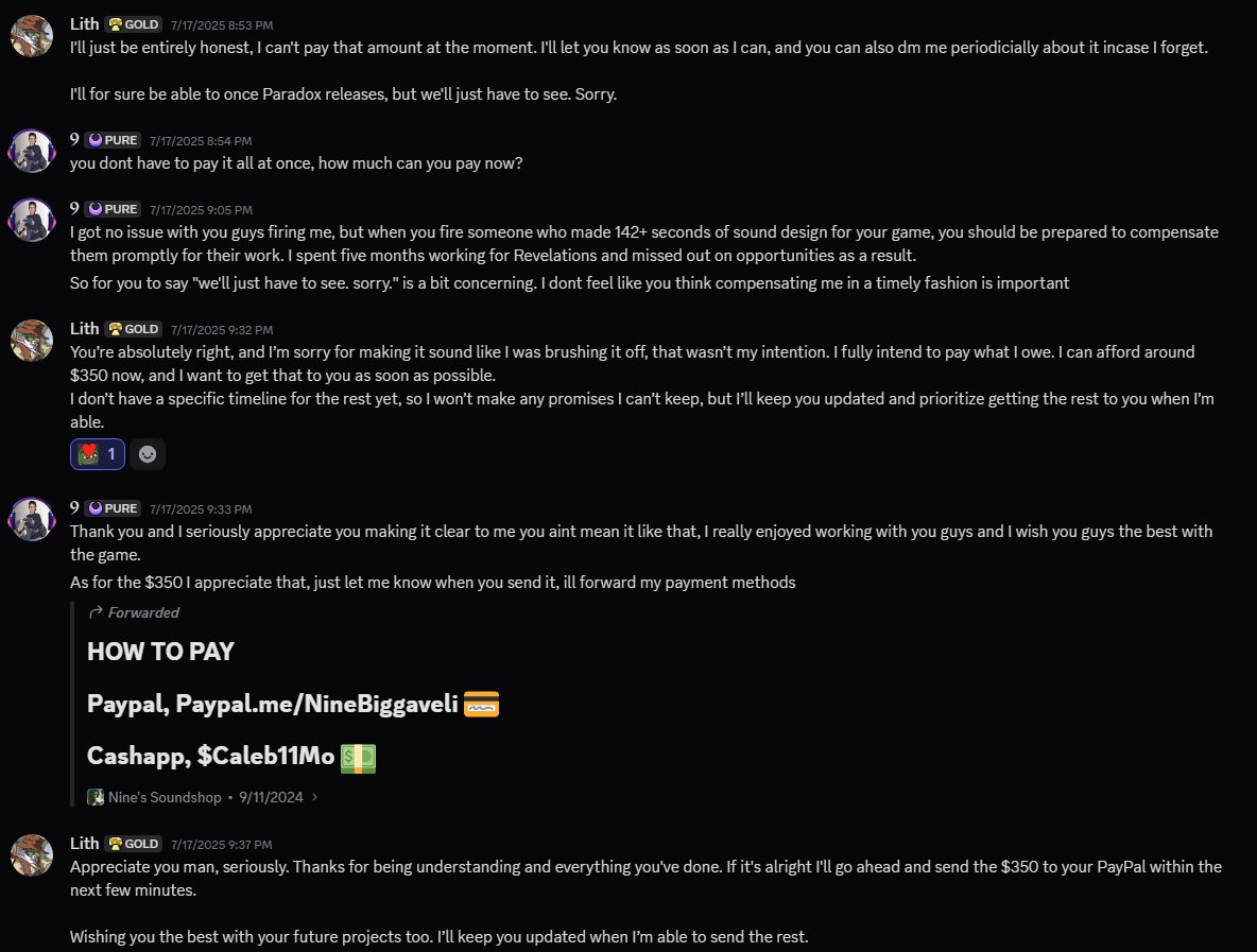 SFXNine's tweet photo. SCAMMER ALERT! SCAMMER ALERT! #RobloxDevs #RobloxDev #ROBLOX #RDC2026

@LithHash and @default_thebot scammed me out of $497.

I did over 120 seconds of sound designs, and was sent $350, while being told the rest of my money ($497) would come. It never came. https://t.co/94MMxqvW9m