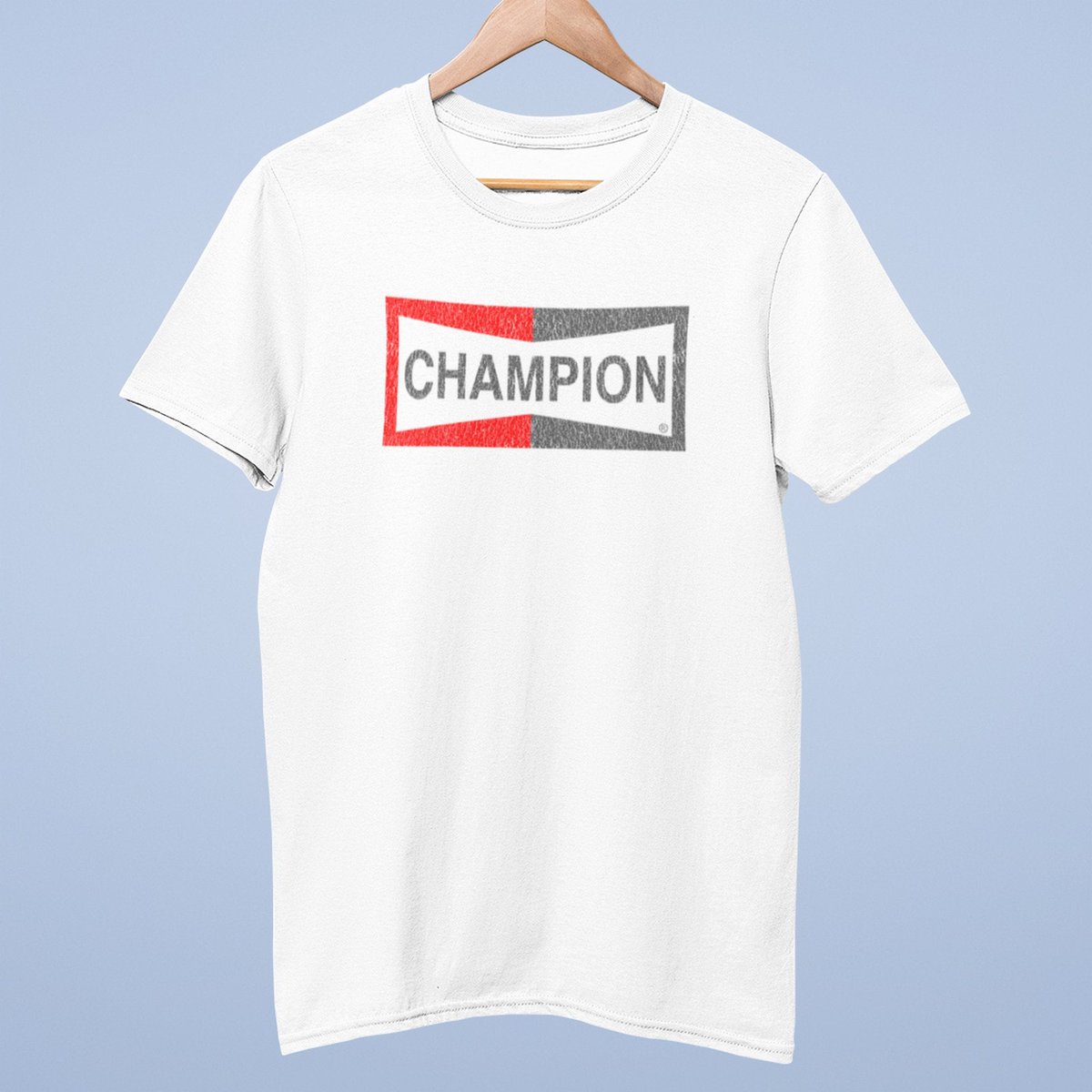 Clever_Gifts's tweet image. CHAMPION Retro Style Tshirt, As Seen on Brad Pitt, Cliff Booth, Distressed Print, Ideal gift. F1 Gift tuppu.net/a5edef9d  #DadGift