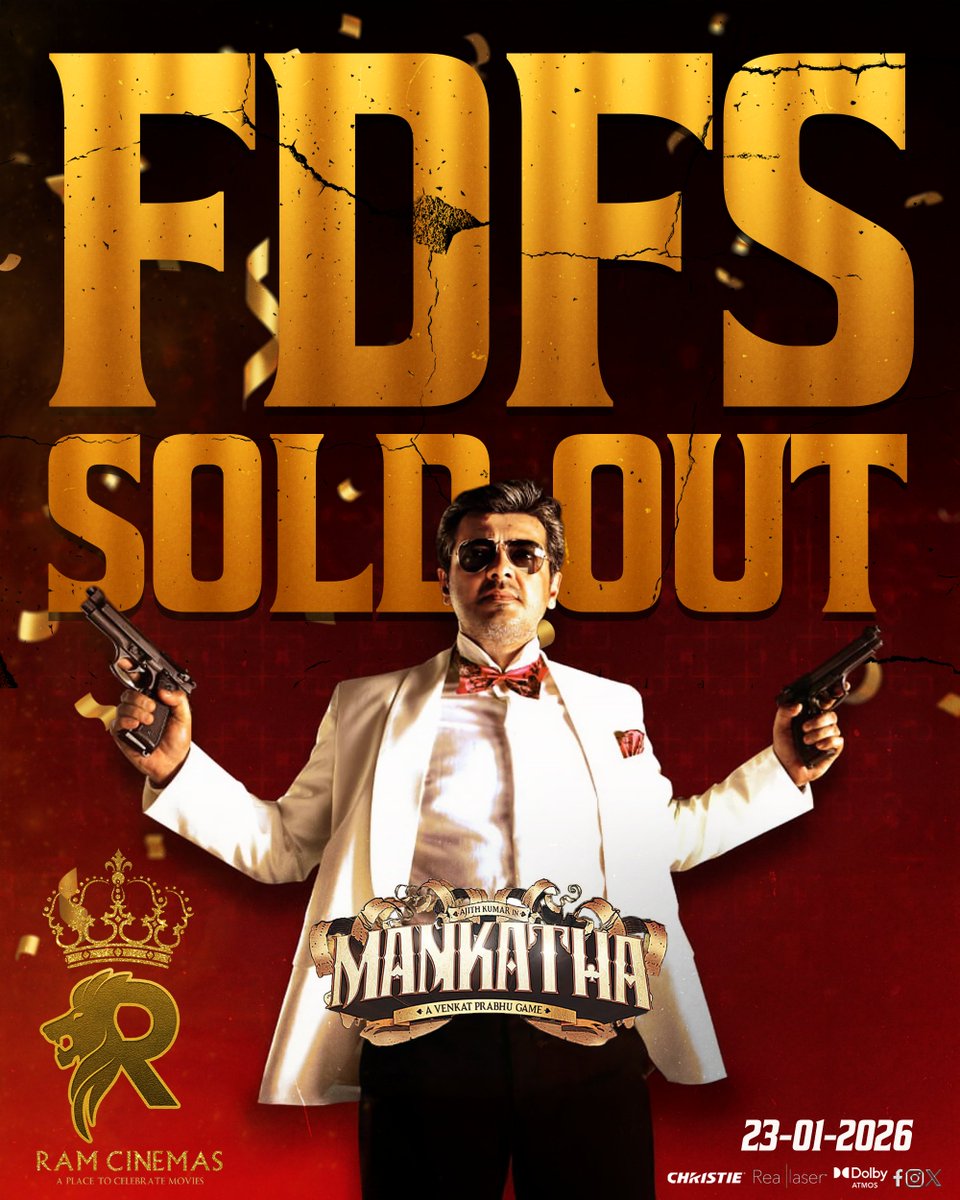 RamCinemas's tweet photo. #MankathaFDFS - Houseful 💥💥
#AK Takeover Over on Box-office with #Mankatha 💥
Demand Peaking for All shows 🔥
#MankathaInRamCinemas https://t.co/oC4Y4zHx0S