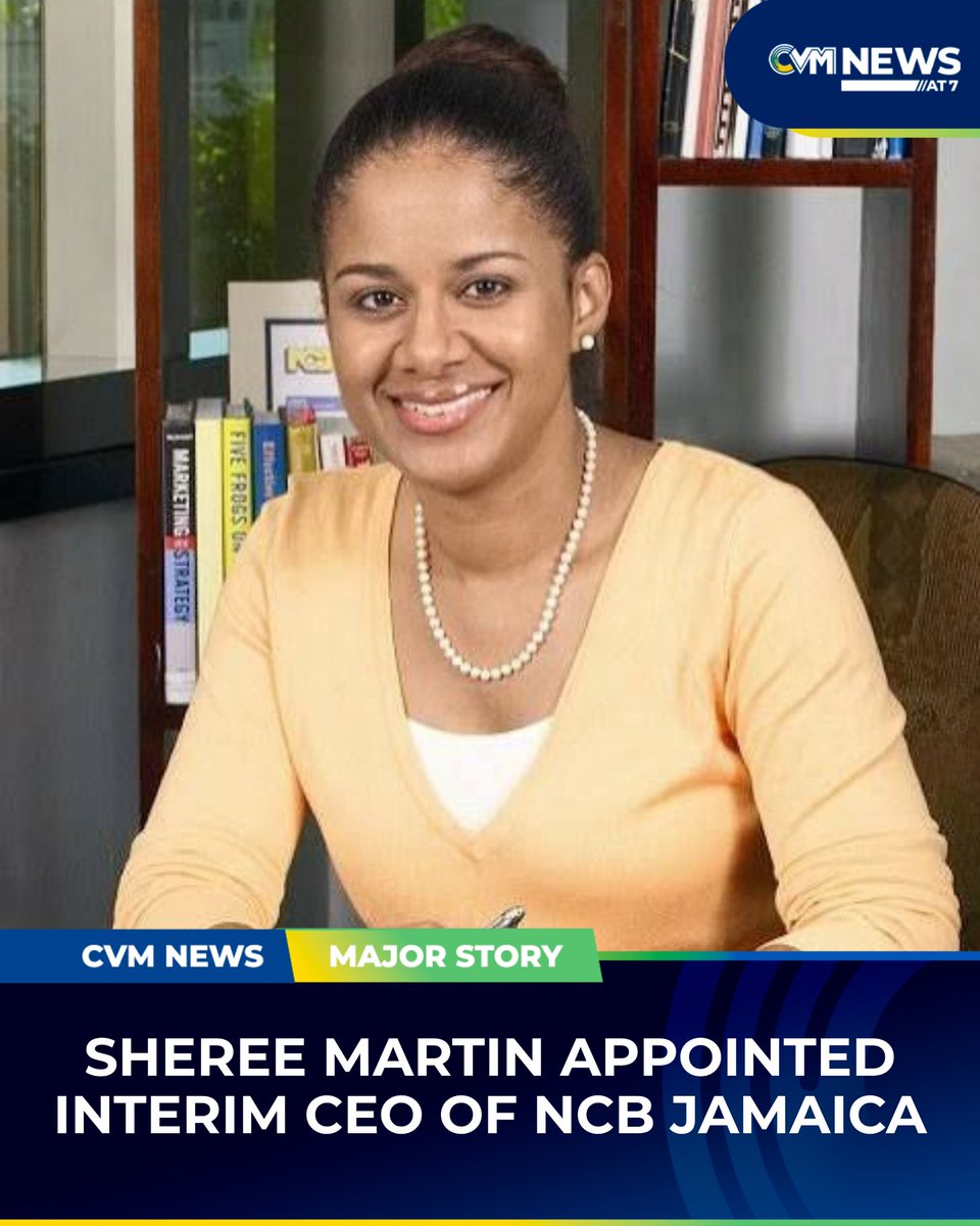 CVMTV's tweet image. CVM News understands that senior executive Sheree Martin has been named Interim Chief Executive Officer of NCB Jamaica, pending a formal announcement by the company. Martin brings extensive leadership experience and deep institutional knowledge,

(CON’TD)