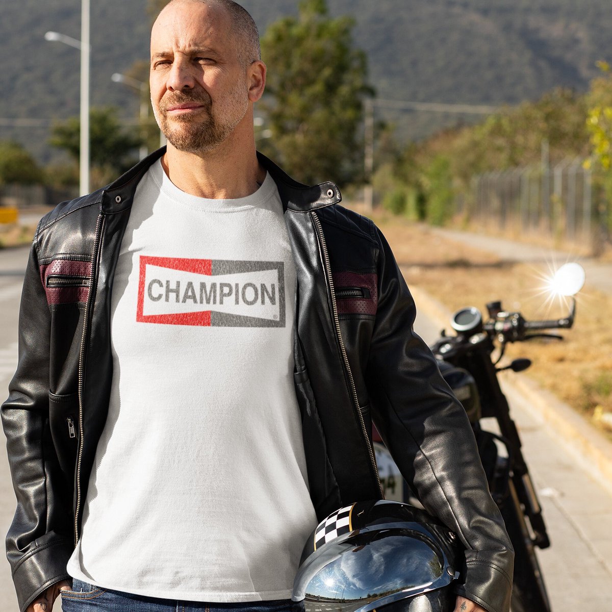 Clever_Gifts's tweet image. CHAMPION Retro Style Tshirt, As Seen on Brad Pitt, Cliff Booth, Distressed Print, Ideal gift. F1 Gift tuppu.net/a5edef9d  #DadGift