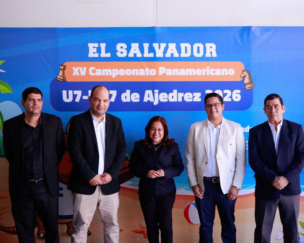 TeamESA_'s tweet photo. Nuestro presidente @ArmandoBruni participó esta mañana en lanzamiento oficial del XV Campeonato Panamericano U7-U17 de Ajedrez El Salvador 2026, que se desarrollará del 11 al 18 de mayo y que es organizado por la Federación Salvadoreña de Ajedrez.

#TeamESA🇸🇻 https://t.co/kqFH2PjBm2