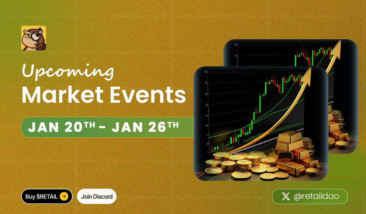 This week is a very decisive one for the market. Here are the top crypto events to look out for

■□□▫️ Macro Events

– JAN 20th | TUE → Market reaction to the Greenland Tariff Crisis
– JAN 21st | WED → Trump Economic Address
– JAN 22nd | THU → US GDP + Corporate Profits
–