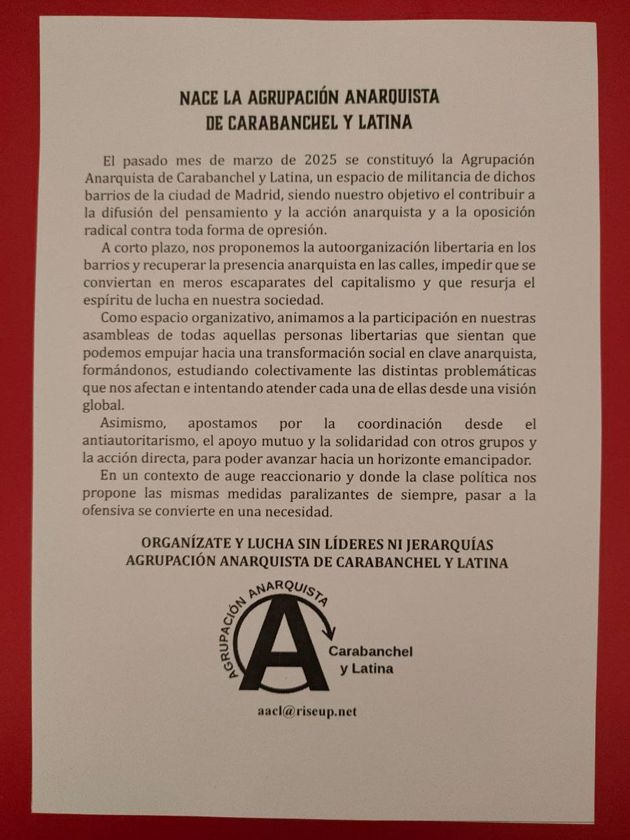 Agrupación Anarquista de Carabanchel y Latina tweet media