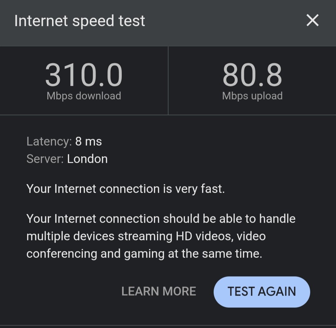 Heimdall395's tweet photo. @AvonandsomerRob Currently paying 37 quid with Sky - getting these speeds over WiFi right now. Wife is streaming somewhere and I'm in the kitchen. You probably just need to optimise your broadband using mesh. https://t.co/CjGWSz46cZ