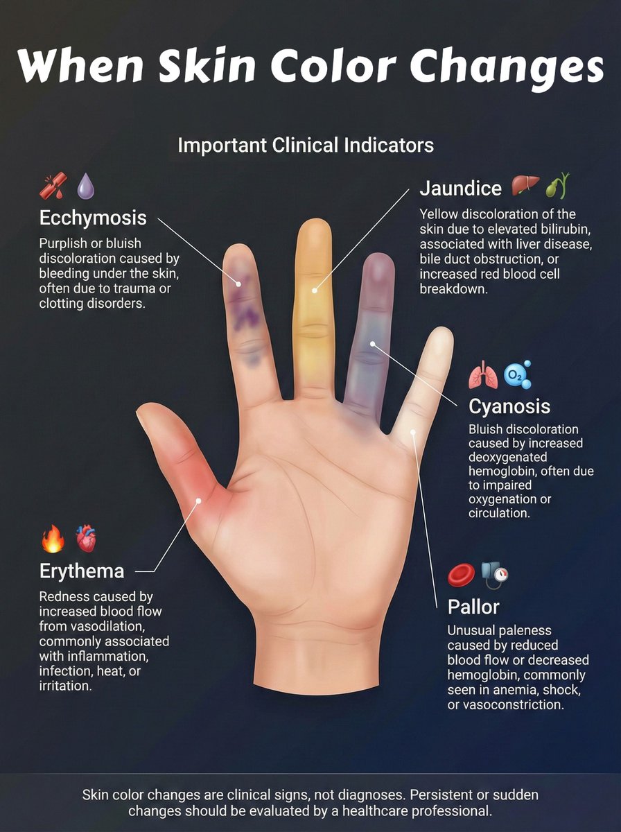 InferamAI's tweet photo. What skin color changes signify. https://t.co/xMuSrU3eOm