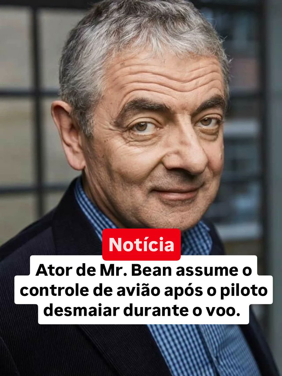 Ricamconsult's tweet photo. Imagine você está em um voo e o Mr. Bean é quem pilota, depois que o piloto passa mal.

Segundo relatos, o piloto da aeronave teria desmaiado em pleno voo, fazendo com que o avião saísse momentaneamente da rota. Diante da situação crítica, Atkinson, que possui licença de piloto, assumiu os controles com calma e conseguiu estabilizar a aeronave até que o comandante recuperasse a consciência.

Após o piloto retomar as condições de voo, o avião pousou em segurança. O episódio chamou a atenção nas redes sociais e impressionou passageiros, ao revelar o sangue-frio do ator fora das telas em um momento de risco real.

Via: dra.consumidor
#aviao #incrivel #geral #foto #3os