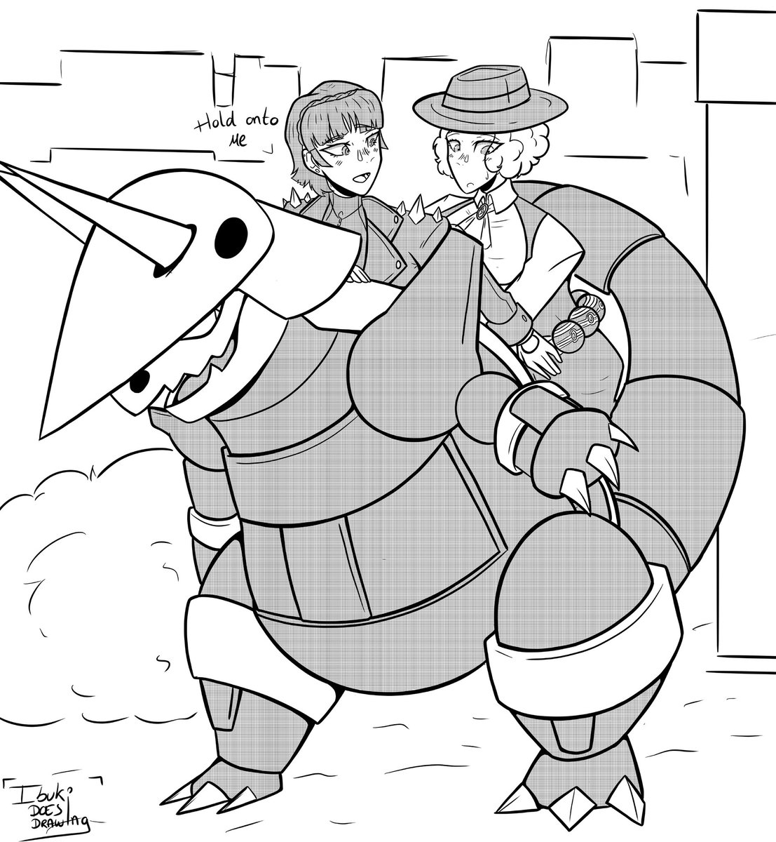 Ibuki_draws's tweet image. I keep getting side tracked, but the Pokemon AU keeps calling me... 

So here's Makoto and Haru using quite the unconventional ride! 

#Makoharu