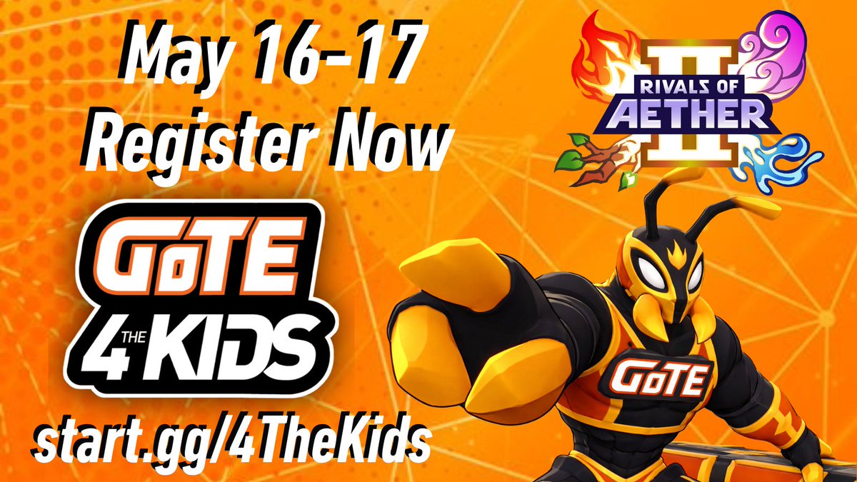 Sign up with the early bird registration for this year's <a href="/RivalsOfAether/">Rivals of Aether II</a> 2 at GoTE 4TheKids. More details coming soon