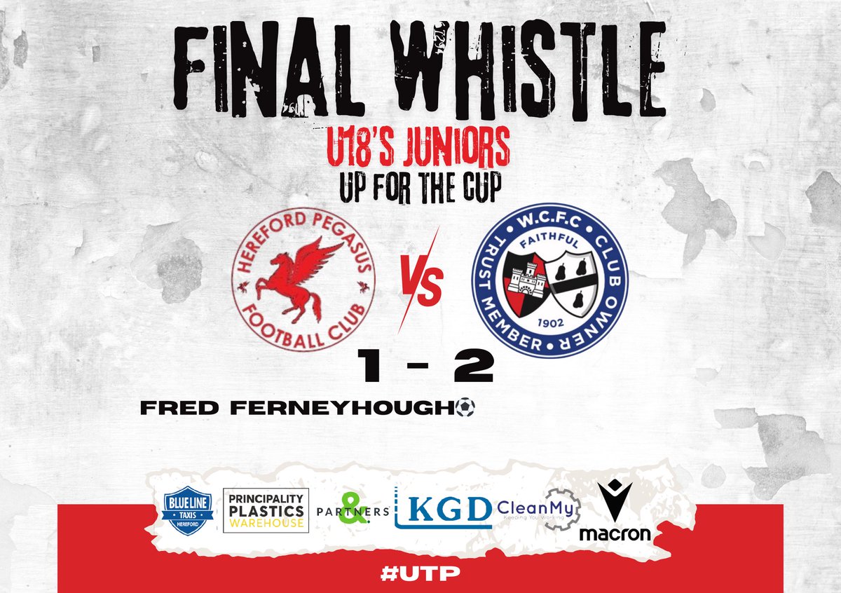 HerefordPegasus's tweet image. 🔴⚽️FINAL WHISTLE⚽️🔴

Hereford Pegasus FC U18’s Juniors bow out of the cup tonight losing by the odd goal in 3, good luck to Worcester City Youth U18’s in the next round.

#herefordpegasusfc
#utp #juniors