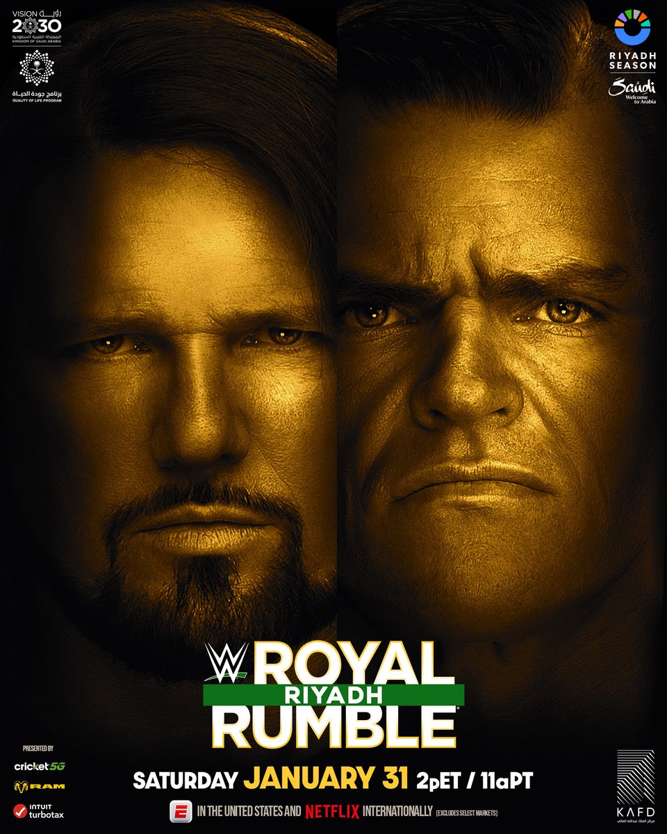 WWE's tweet image. The Phenomenal One @AJStylesOrg puts his career on the line against @Gunther_AUT at the #RoyalRumble!

🎟️: webook.com/en/events/wwe-…