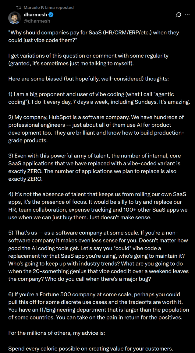 Interesting tweet from <a href="/dharmesh/">dharmesh</a> the CTO of $HUBS