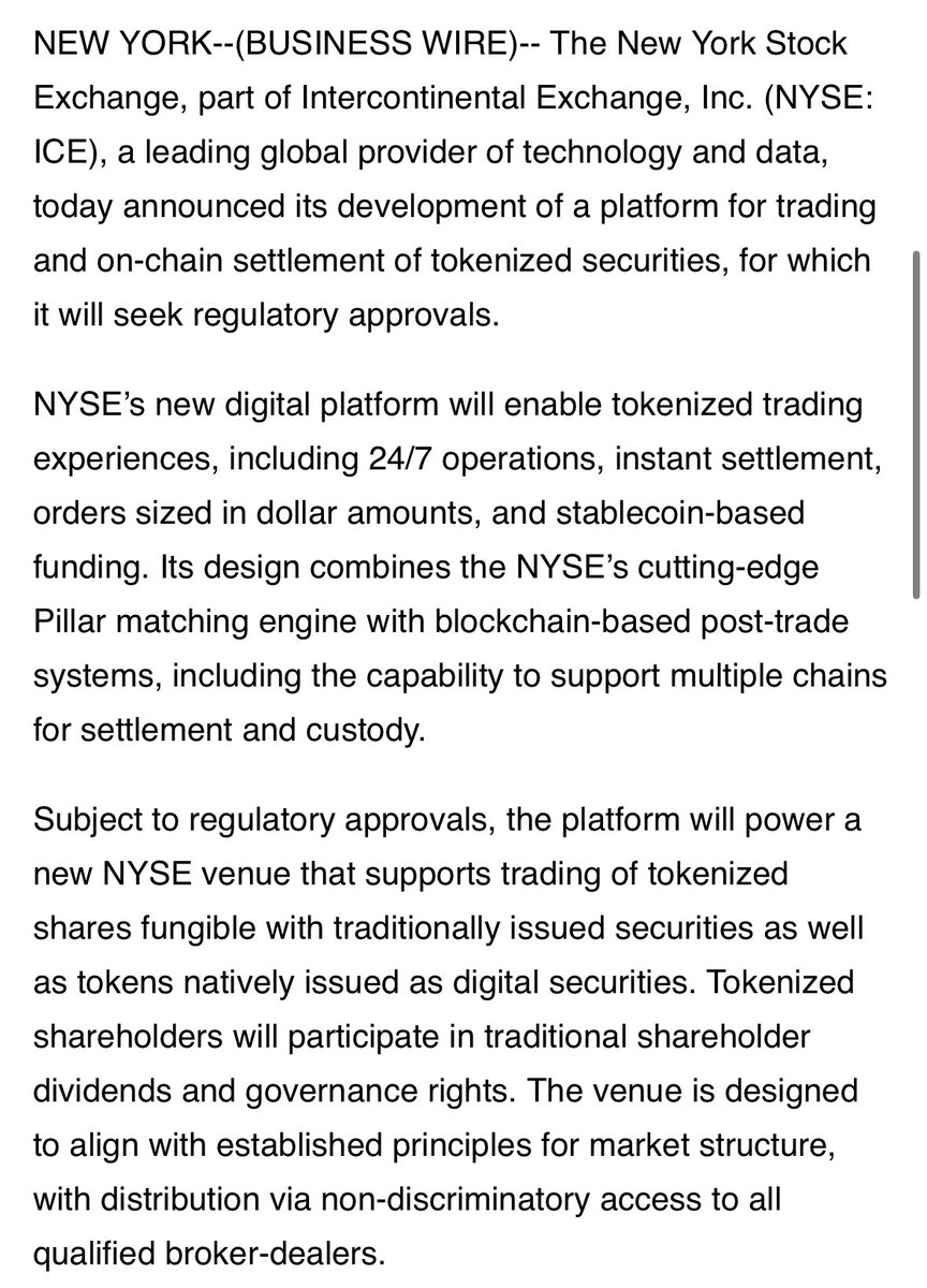 NEW: NYSE launching new platform for 24/7 stock trading. No more waiting  for Monday morning—you can buy/sell anytime with 