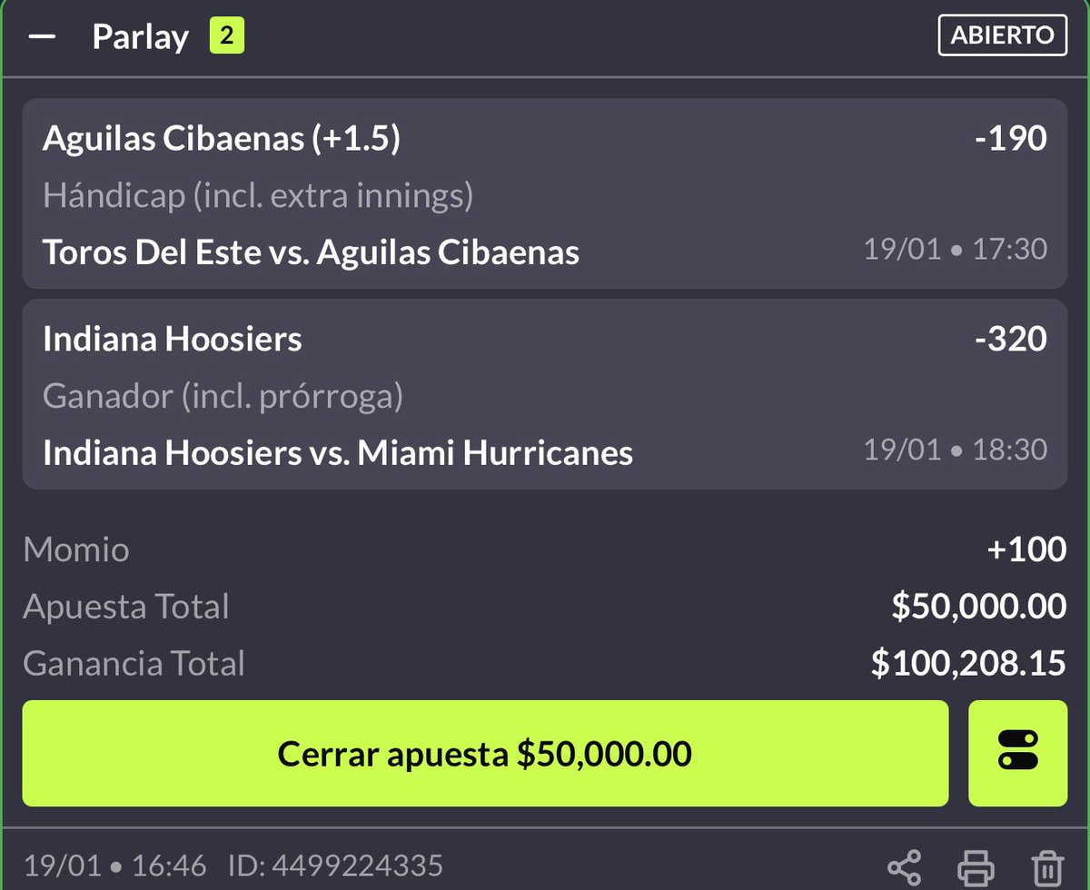 hugowx_'s tweet photo. Paso 1. Reto $1,600 a $10,000🪜

Béisbol + Final de Colegial 🏈

El anterior paso 1 se anuló (se regresa todo lo apostado) vamos con el nuevo paso 🚀

Voy con $50,000 sin miedo a este +100 https://t.co/fOuPSpiYAV