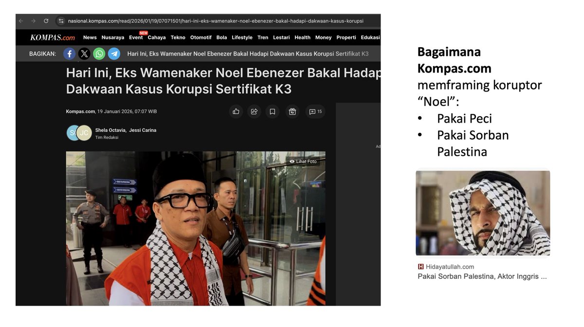 Kyai <a href="/cholilnafis/">cholil nafis</a>, saya cek bagaimana media2 memframing koruptor ini lewat foto-foto di Google image untuk berita kemarin.

Hasilnya: kebanyakan media sudah bener, menampilkan koruptor tanpa peci, tanpa sorban.

Sptnya hanya <a href="/kompascom/">Kompas.com</a> yg memakai foto lama, saat Noel pake peci