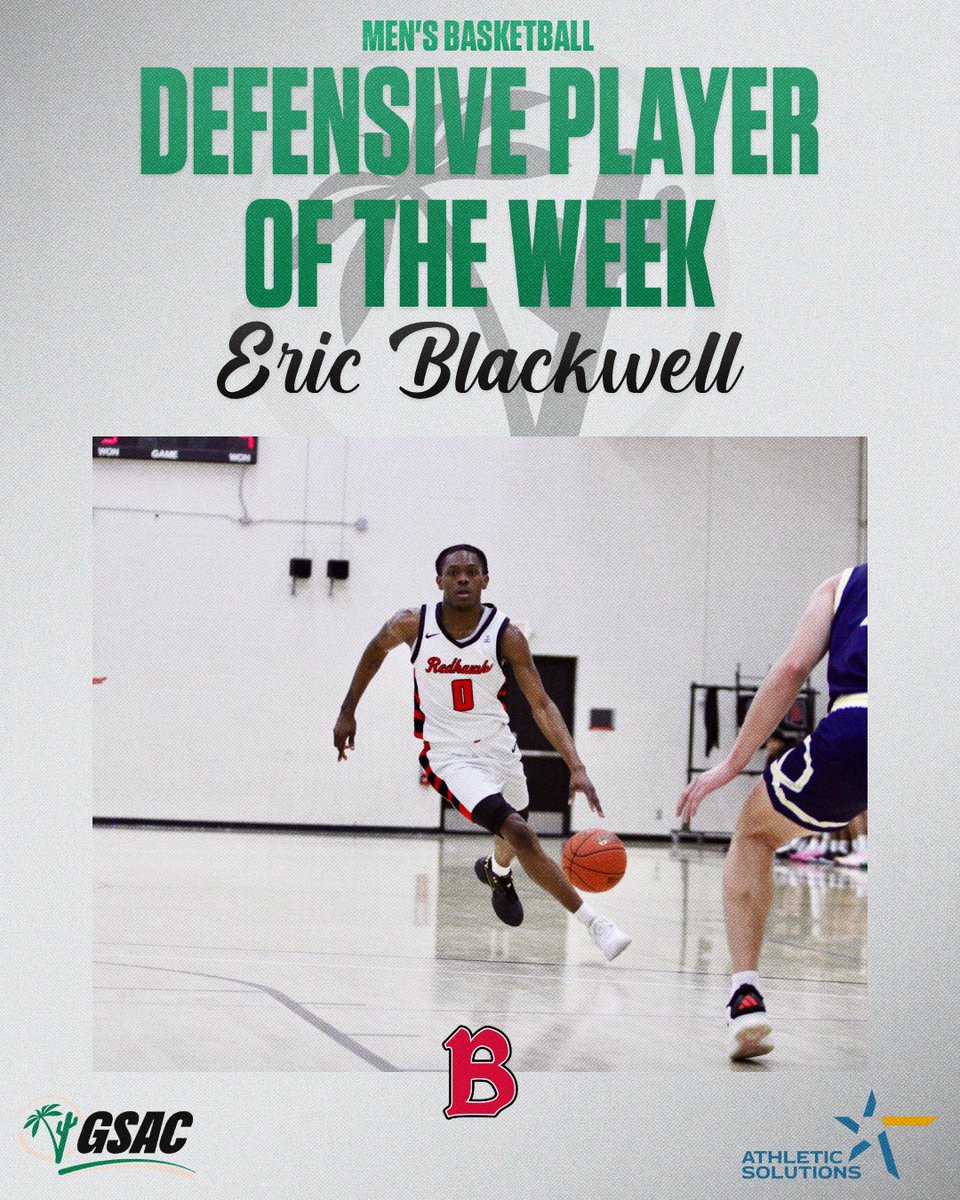 gsacsports's tweet photo. 🏀Men’s Basketball Players of the Week are in! Presented by Athletic Solutions.
⭐️ Offensive Player of the Week- Avery Jackson
⭐️ Defender of the Week- Eric Blackwell
Congratulations to these men’s basketball players!
#gsacmbb #therightwaytoplay https://t.co/HBIbDVxiFT