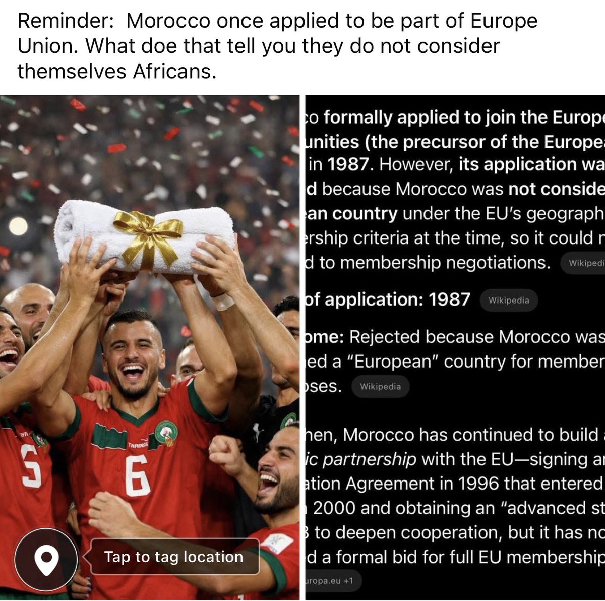 Reminder:  Morocco once applied to be part of Europe Union. What doe that tell you they do not consider themselves Africans. #Morocco #AFCON2025 #Senegal