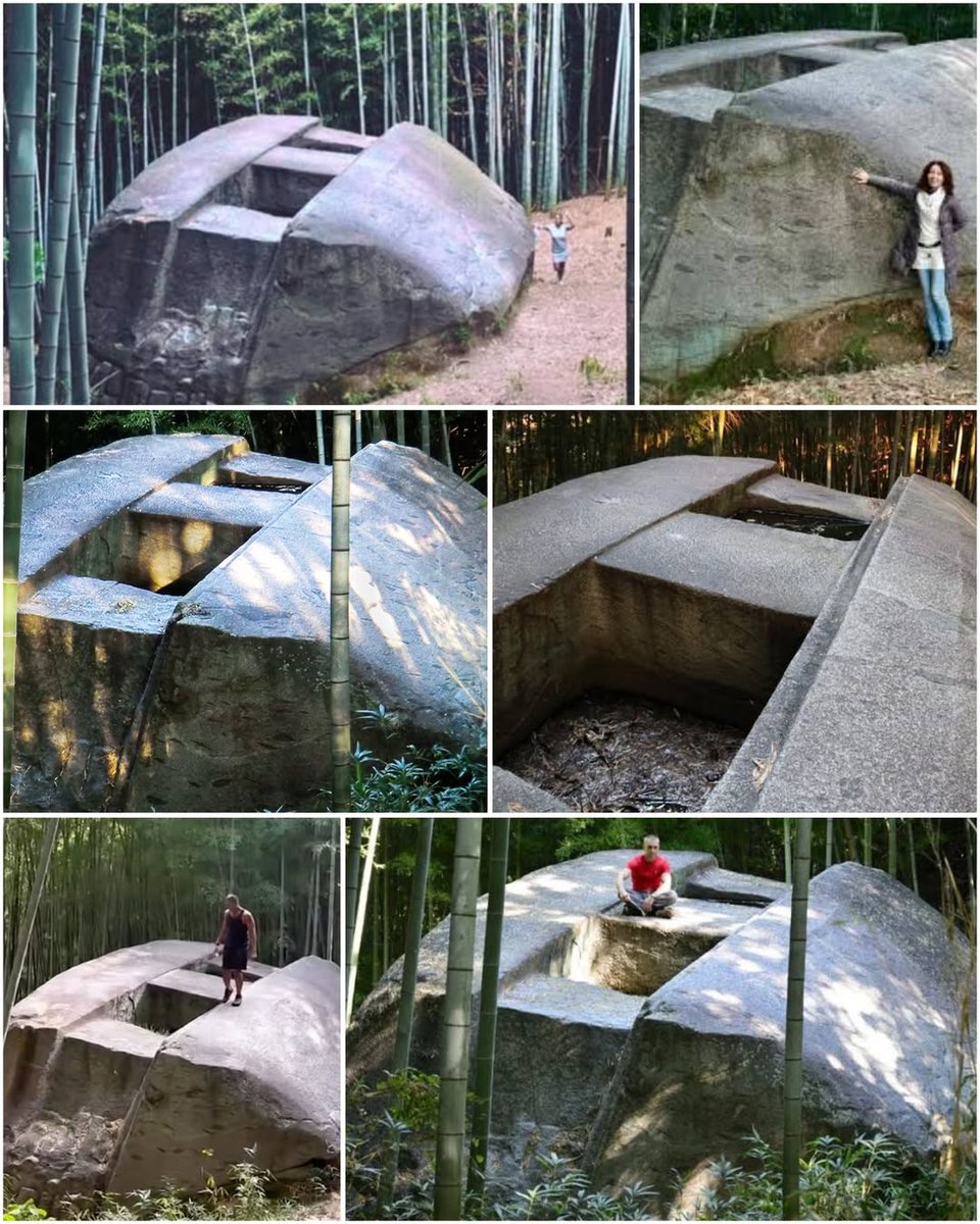 Masuda no Iwafune, a 800-ton carved granite “ship” in Japan with sharp angles, a central trough, and no agreed function.

When, how and why?

All three questions remain unanswered.