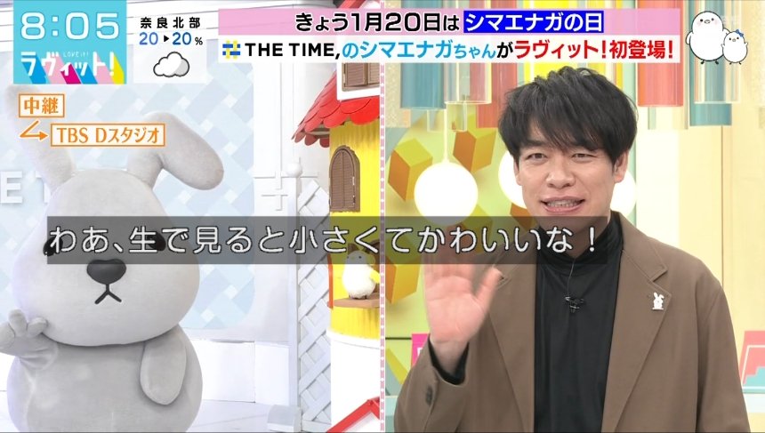 THE TIME,から「シマエナガちゃん」さんです、人間不在トークでご挨拶