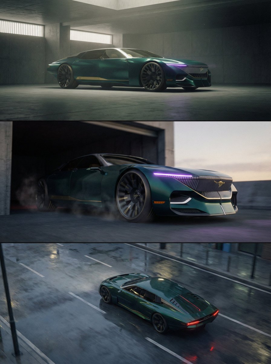 Three-panel car storyboard