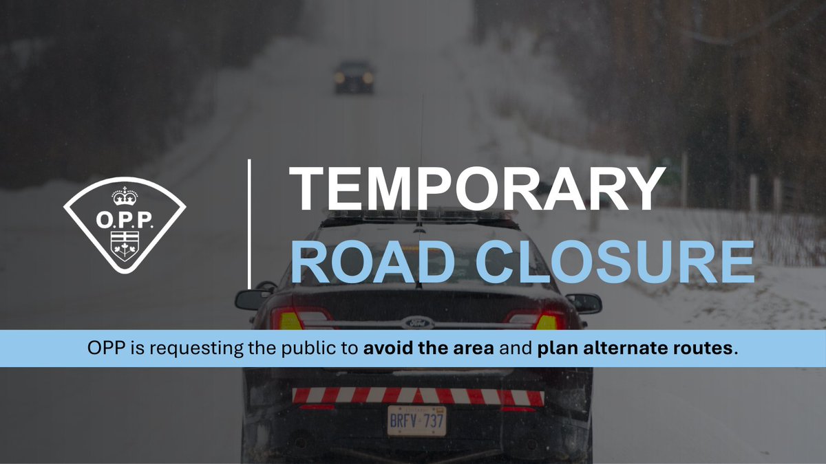 OPP_CR's tweet photo. ROAD CLOSURE: 6‑7 Sideroad Nottawasaga in #Singhampton, south of #Creemore, is closed from Concession Road 11 to Grey Bruce Road 124. County Road 9 is also closed from Concession Road 10 to Grey Bruce Road 124 due to a collision. #HurWOPP officers are on scene. Motorists are advised to avoid the area and plan alternate routes. Please reduce your speed and drive carefully as conditions remain hazardous. ^pia