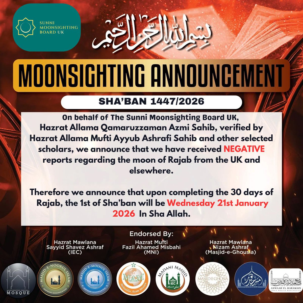 Sunni Moonsighting Board UK tweet media
