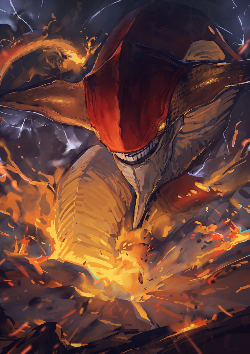 デュエプレが面白かったので紅神龍ジャガルザーを描いた 