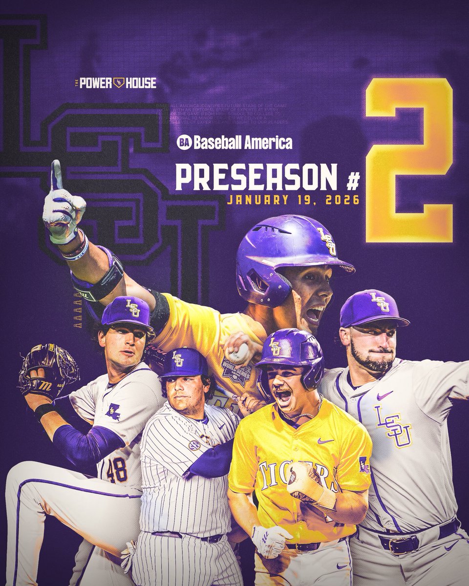 LSUbaseball's tweet image. Another Day, Another Top 2️⃣ Ranking 

@BaseballAmerica | #ThePowerhouse