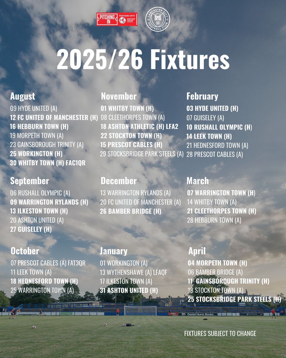 Now we have had confirmation of fixture changes, here is the updated list 📄

Get the fixture list straight to your calendar on your phone at buff.ly/25Om923