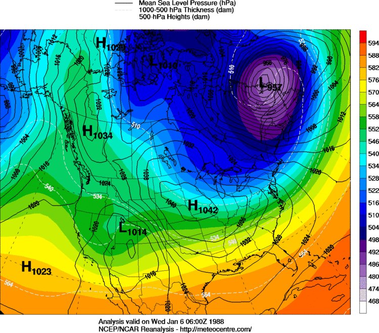 Imho, Jan 5-8, 1988 is a good analog to the potential winter storm later this week over the Southern US

This time however, we'll probably have more cold air &amp; more moisture/warm advection aloft to work w/

This setup really looks like an "upped ante" version of Jan 1988. Insane