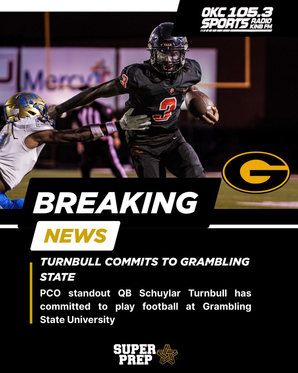 prep_super's tweet photo. Grambling State gains a commitment from Putnam City 2026 standout QB Schuylar “CJ” Turnbull. 

Season stats: 

1,630 yards PASSING
725 yards RUSHING
35 TDS https://t.co/hfip3GsLCG