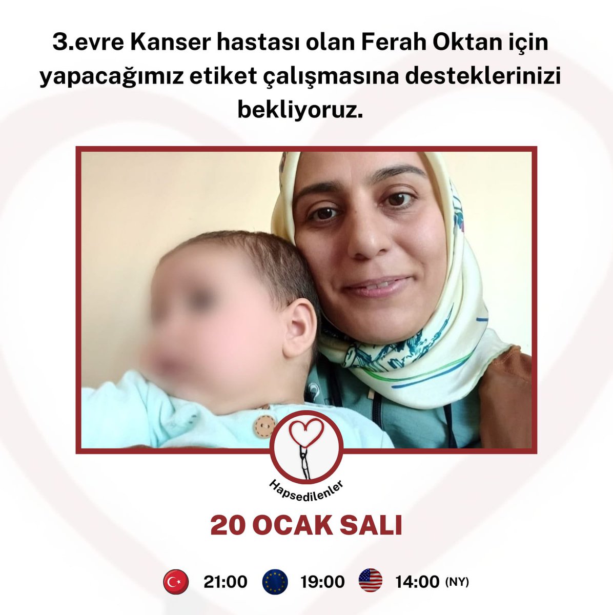 Hapsedilenlr's tweet image. ⚪ETİKET DUYURUSU⚪🔴

3.evre Kanser hastası olan Ferah Oktan için yapacağımız etiket çalışmasına desteklerinizi bekliyoruz

🗓️ 20.01.2026 (Salı)
🇹🇷 21:00
🇪🇺 19:00
🇺🇸 14:00

 #KHKBataklığı