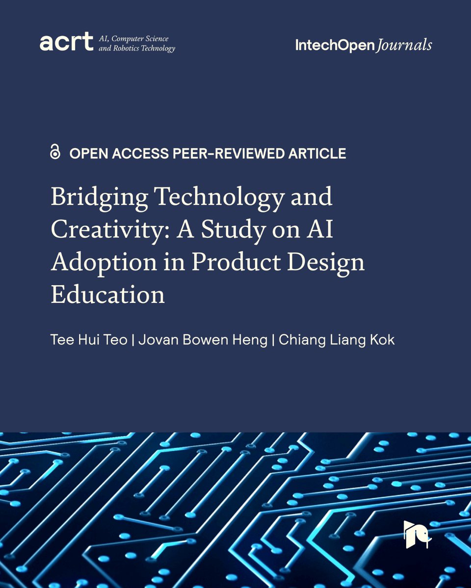 IntechOpen's tweet image. Design students are increasingly using digital tools to support their creative process. This #OpenAccess article by researchers from the Singapore University of Technology and Design and the University of Newcastle shows how tools like ChatGPT and Midjourney spark ideas, sharpen…