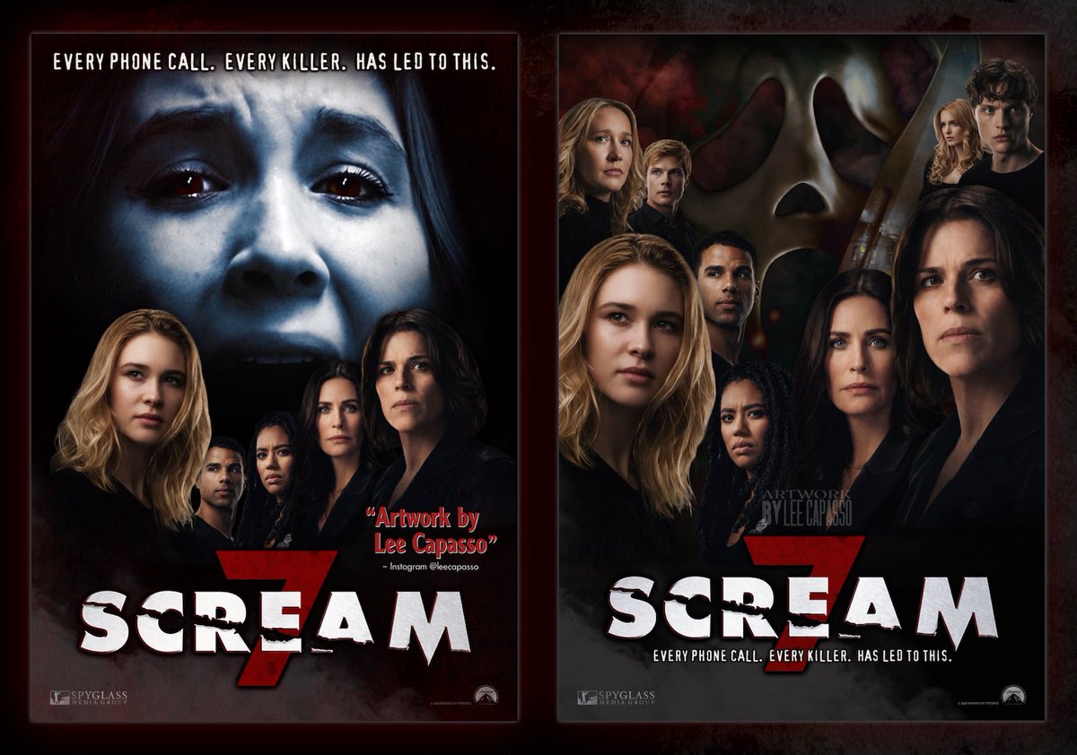 SCREAMwithRCS's tweet photo. Scream 7 posters inspired by the original cast lineup of Scream (1996). Some of the best work I’ve seen!!

Posters by Lee Capasso https://t.co/v5hSrRyzjo