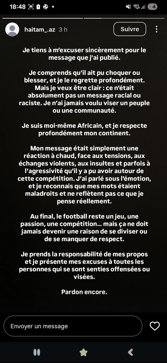 Enfaite il pense qu’il est bête.  Tu vas etre en Côte d’ivoire et tenir des propos comme ça? Co des excuses. Son dagninin
