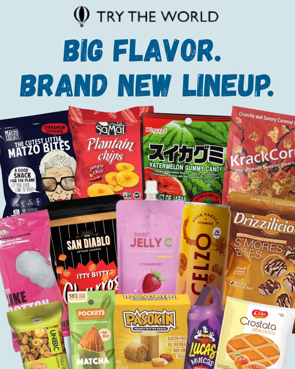 Trytheworld's tweet image. New snacks just dropped 👀🔥

From sweet treats to savory crunch, this lineup is bringing BIG flavor from around the world.

#TryTheWorld #BigFlavor #NewLineup #GlobalSnacks #SnackDiscovery #SnackBox #InternationalSnacks #SnackLovers #FoodFromAroundTheWorld #SnackTime…