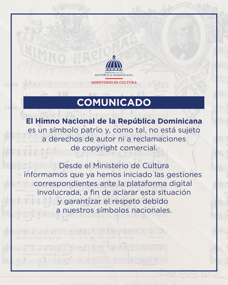 Comunicado sobre nuestro Himno Nacional.🇩🇴