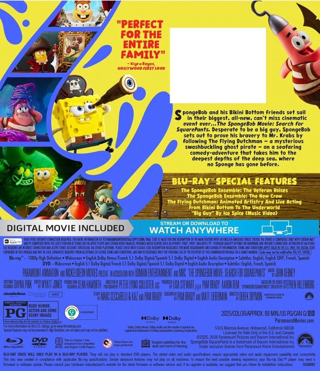 In addition to the digital release tonight, Search For SquarePants officially comes to DVD &amp; Blu-Ray March 31st!

Finalized box art has been put up at various stores