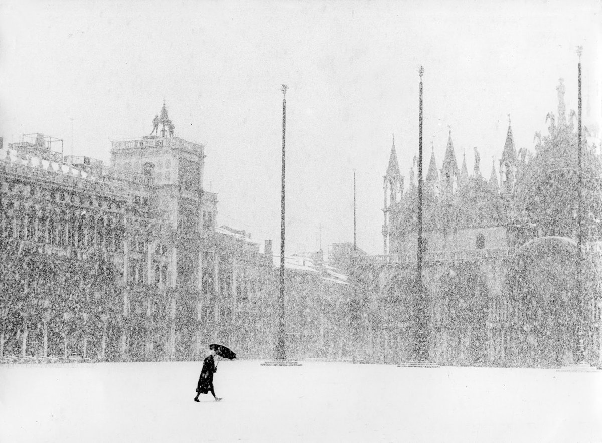 archaeologyart's tweet image. Bruno Rosso: Neve a Venezia (Snow in Venice), 1951.