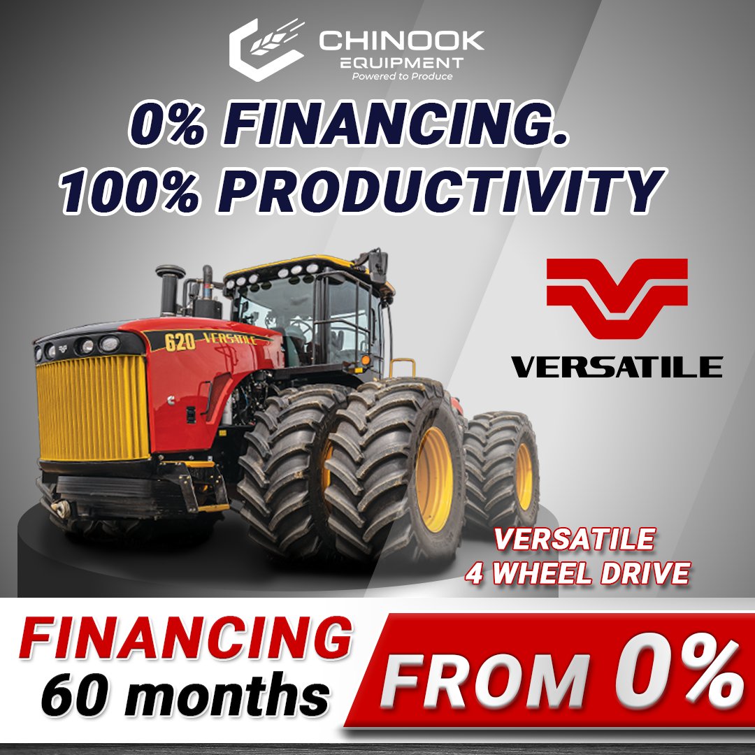 0% Financing. 100% Productivity.

Versatile 4WD &amp; DeltaTrack Tractors now available with 0% for 60 months!🔥