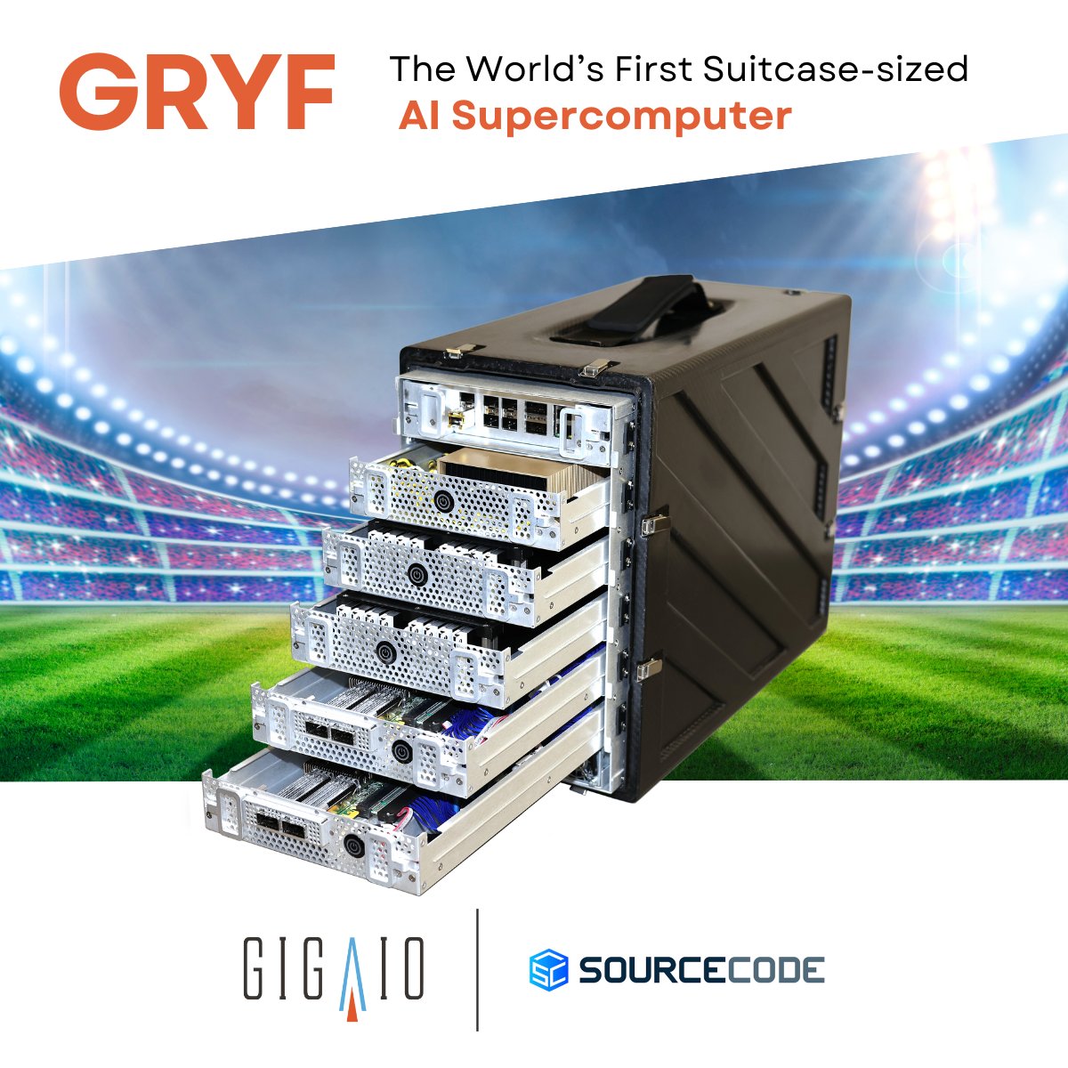 giga_io's tweet image. Gryf is the world’s first suitcase-sized AI supercomputer, bringing datacenter-class power to the stadium for real-time data analysis and data-driven decision-making, all processed on the field. #GigaIO #Gryf  #WhatsYourEdge #GameDay
bit.ly/44SY9o3