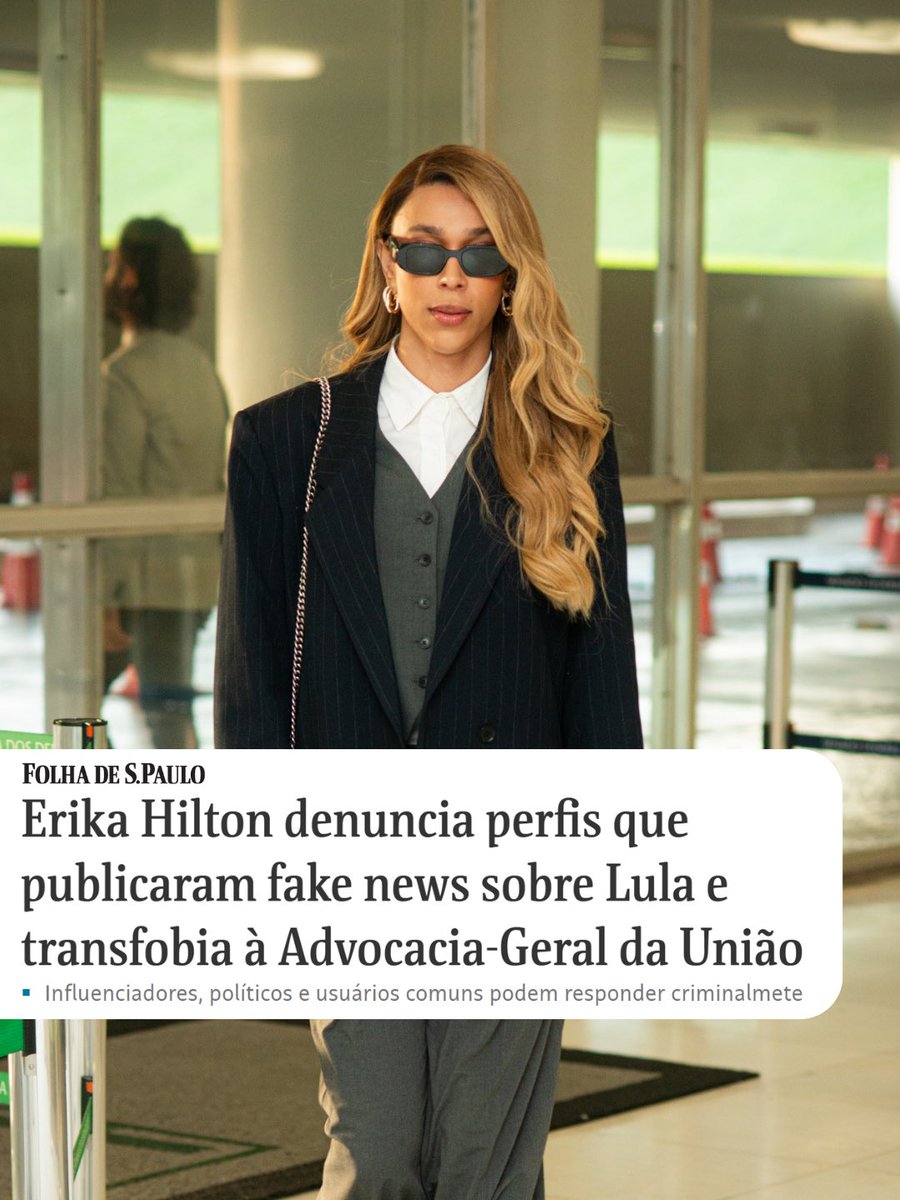 ErikakHilton's tweet image. 🚨 Estou denunciando à Advocacia-Geral da União os perfis de políticos, "jornalistas", influenciadores e páginas de "notícias" que publicaram a mentira de que o Lula me chamou de "ele".

E eu também estou denunciando perfis de usuários comuns que publicaram essa completa farsa.…