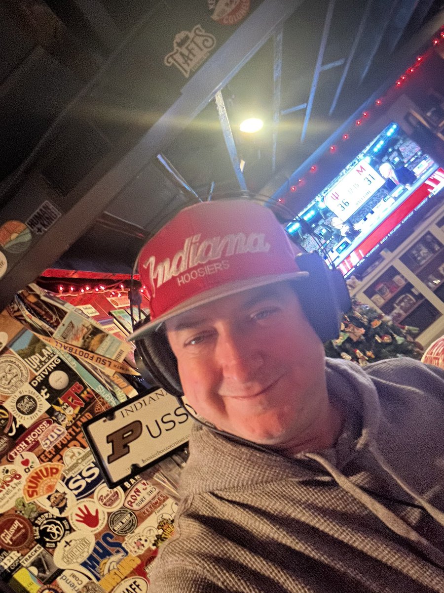BlockoutPod's tweet photo. Fred finally with some Hoosier gear on. He’ll be cheering for IU today, with his Indiana flag waving from his house! #IUFB https://t.co/WctmSVQTUA
