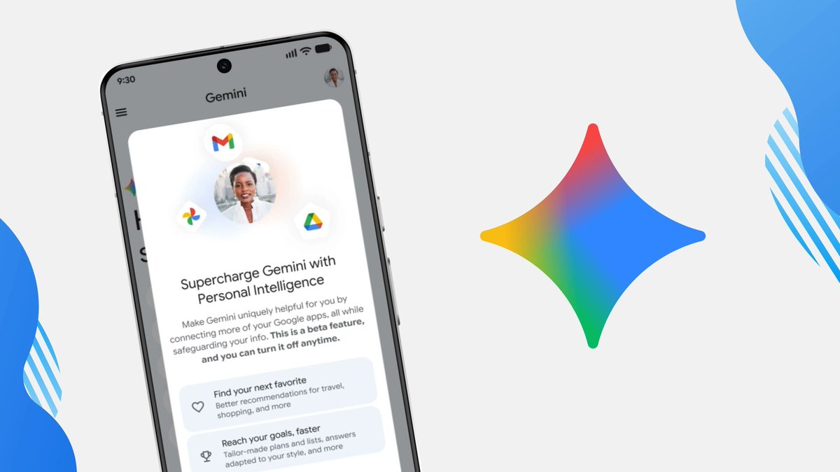 chromeunboxed's tweet image. Google is rolling out "Personal Intelligence" for Gemini, allowing it to reason across your Gmail, Photos, and Drive to answer questions about your life. It's opt-in, off by default, and US-only for now. chromeunboxed.com/gemini-can-now…